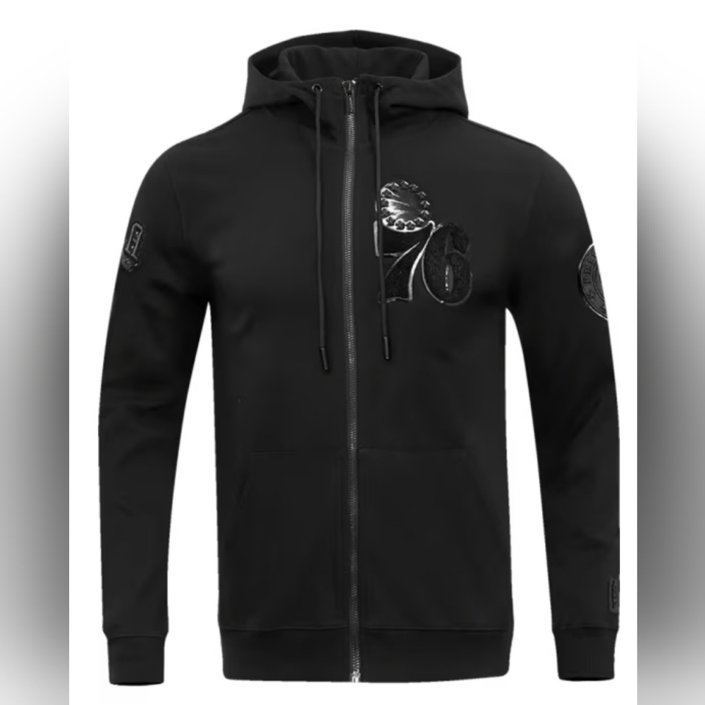 76ers black zip up hoodie